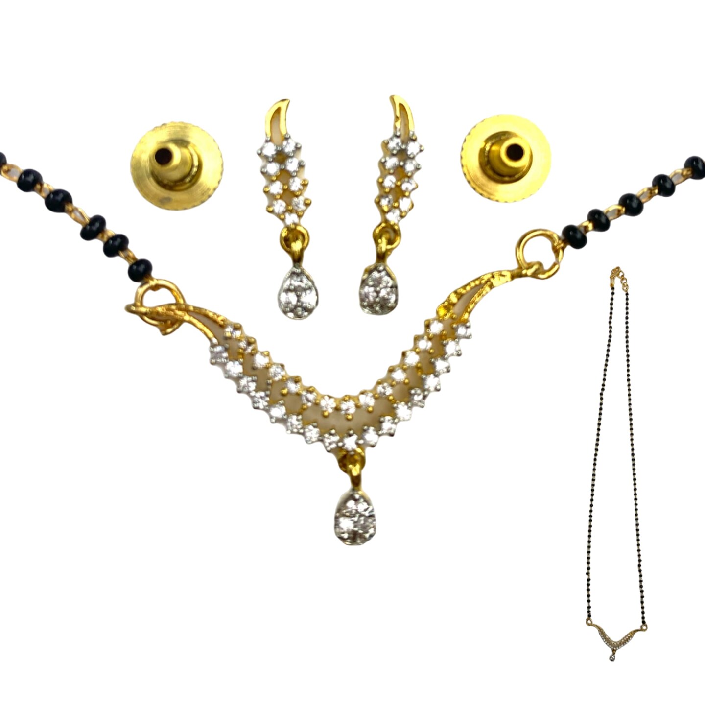 Maharashtrian Long Mangalsutra | Gold Mangalsutra Set With Earrings –  Digital Dress Room